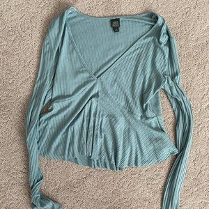 Long Sleeve Plunge Neck Top